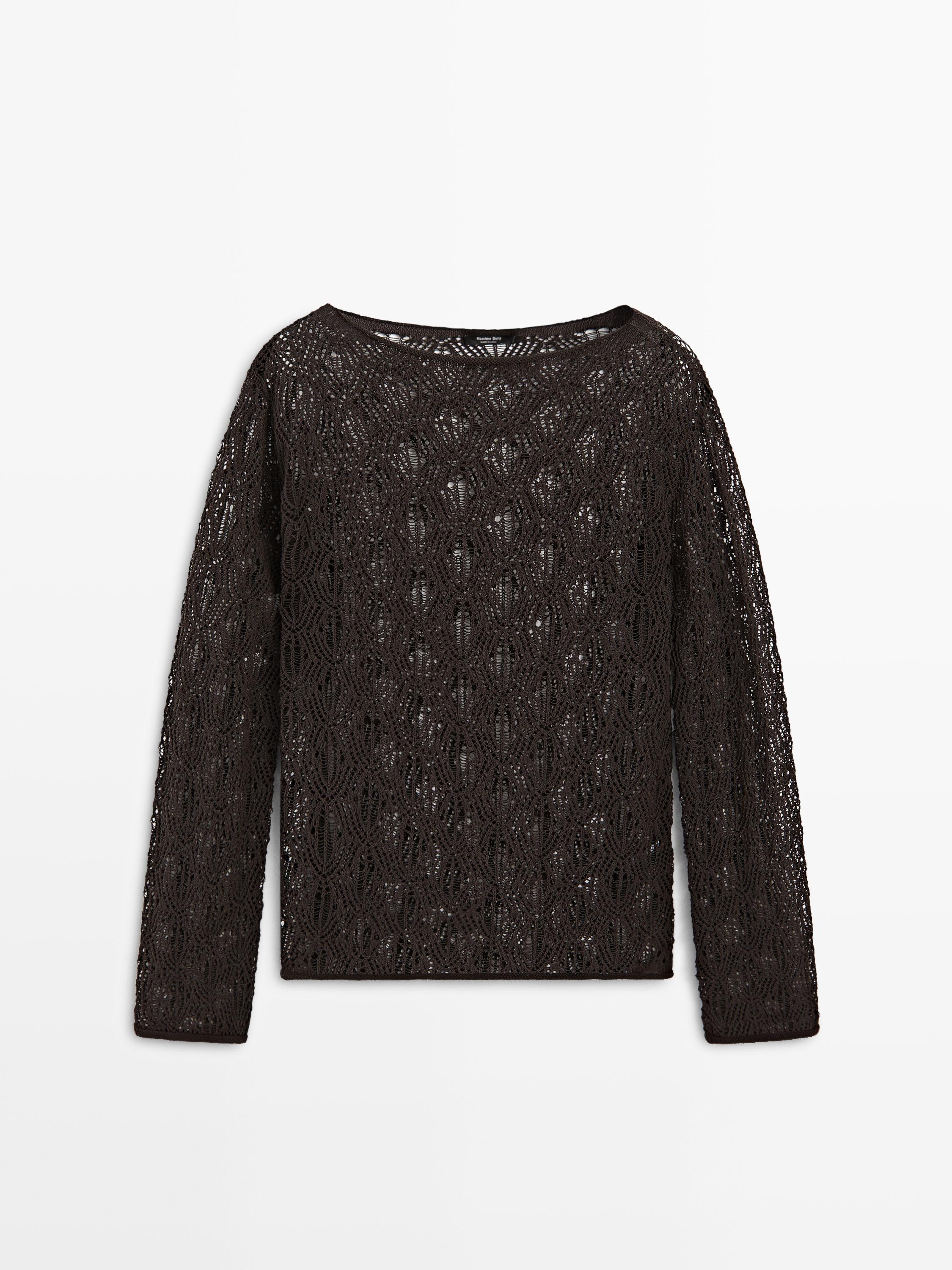 Boatneck sweater with openwork detail